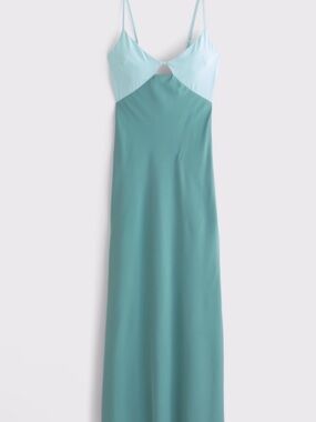 The A&F Julia Slip Cutout Maxi Dress: Turquoise